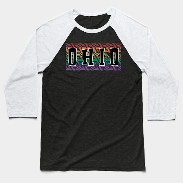 LGBTQ PATTERN USA OHIO Baseball T-Shirt by Zodiac BeMac